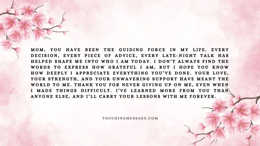 Deeply Emotional Letter to a Mother from Her Son